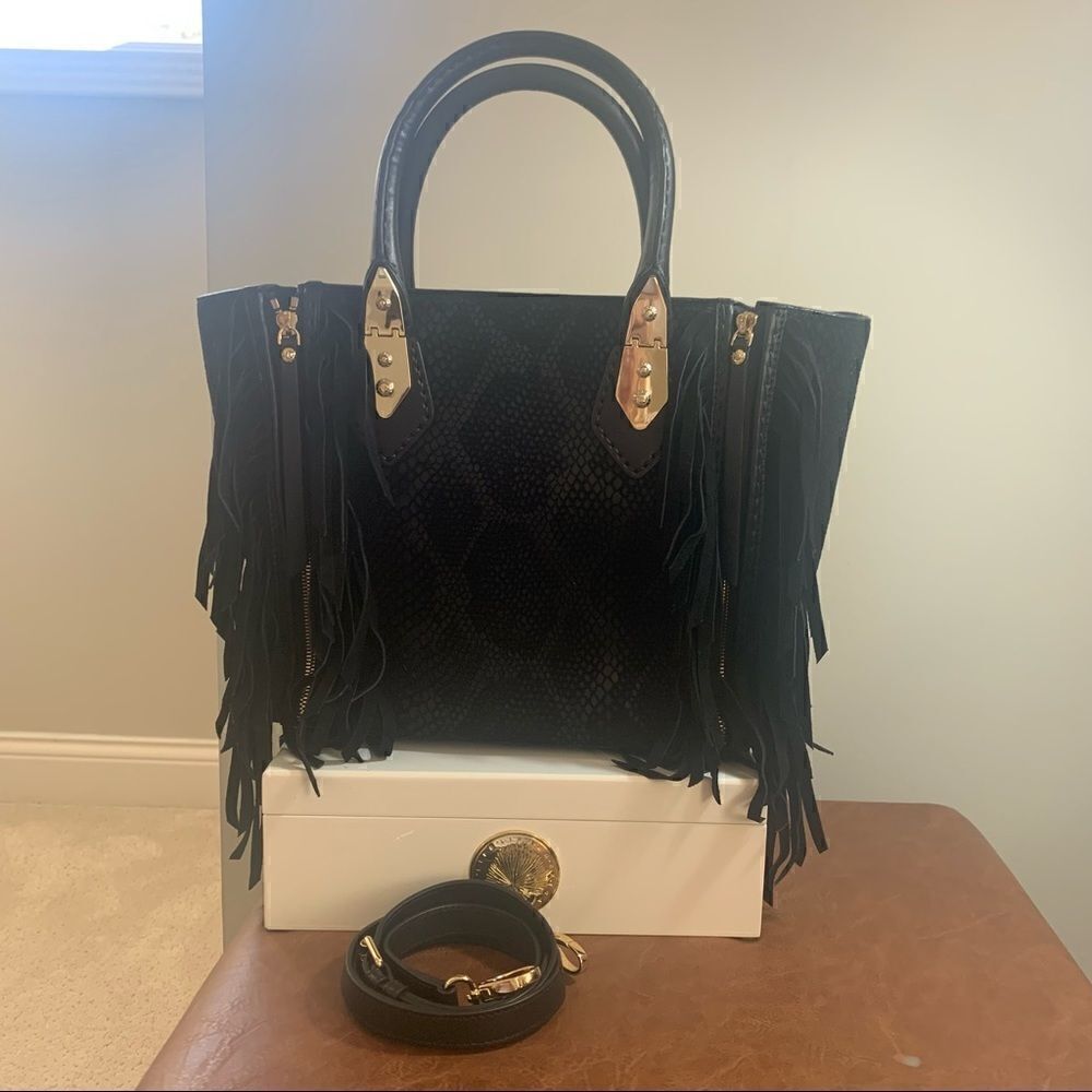 Henri Bendel A-List Satchel Black with Fringe - Picture 8 of 15